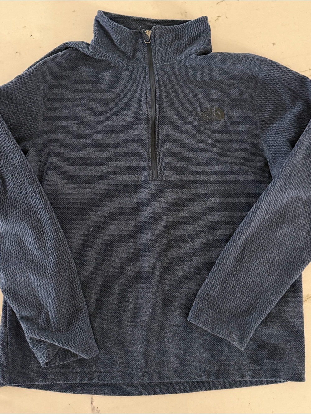 North Face Mens L Quarter Zip Fleece Sweater Blue Jacket